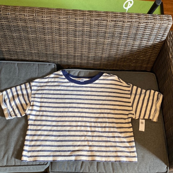 Old Navy Tops - Old Navy Cream & Navy Striped Shirt